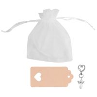 30 Pcs Angel Keychain Souvenir Wedding Gifts Baby Shower Favor Gifts Set with Tag Drawstring Candy Bag