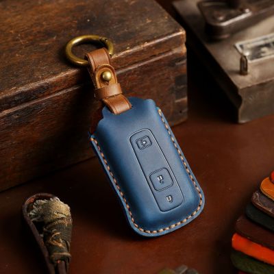 Leather Car Key Fob Case Cover Keyring Holder for Toyota Prius 20 RAV4 Camry 70 CHR C-HR Corolla 2018 2019 2020 3 Buttons Shell