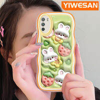 YIWESAN เคสสำหรับ Xiaomi M3 Poco เคส3D ลายการ์ตูนกระต่ายสตรอเบอร์รี่เคสมือถือกันกระแทกแบบใสนิ่มเคสซิลิกาเจลฝาครอบป้องกันโปร่งใสลายกล้องถ่ายรูปเก๋ไก๋