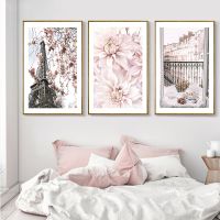 Pictures for Wall Art Print Canvas Painting Modern Nordic Black and White Romantic Flower Scenery of the Paris Tower Poster Home