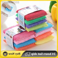 ☄✵ 4pcs Kitchen Double Sided Dishwashing Cleaning Sponge Pan Pot Dish Wash Sponges Tableware Scrubbing Pad Rag Home Cleaning Tools