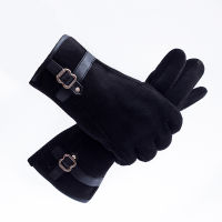 Autumn and winter plus velvet thickening anti-skid cycling cold and windproof touch screen European and American mens gloves