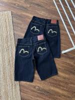 ร้อน, ร้อน★(High Quality) Original NewEvis 22ss Classic Seagull Embroidered Denim Shorts Men and Women Top Quality Summer Newly Stylish Simple Casual Denim Pants Sports Shorts Handsome Cool All-Match Popular Clothing