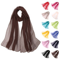 Trendy Women Chiffon Silk Scarf Soft Georgette Shawl Ladies Outdoor Casual Elegant Neck Decorative Scarves 155cm2023