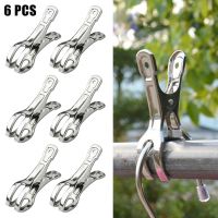 6Pcs Cloth Clip 9CM Stainless Steel Heavy Duty Large Beach Towel Clips Clothes Pegs Pins Metal Hanging Clips For Clothes Towels Clothes Hangers Pegs