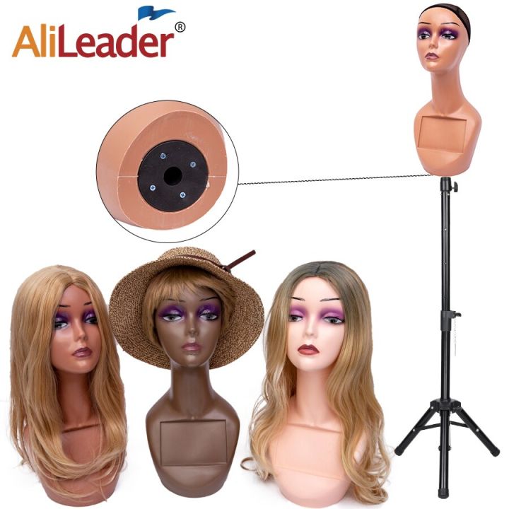 หัวหุ่น-alileader-สำหรับแสดงวิกผมสีเบจสีน้ำตาลนางแบบหญิงไม่มีไหล่วิกเหมือนจริงหุ่นหัวหุ่น