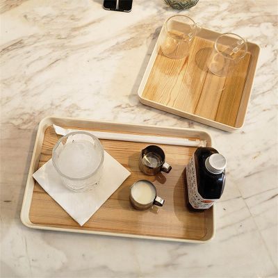 Nordic Creative Wood Grain Serving Tray Rectangular Bamboo Fiber Dinner Tea Food Tableware Serving Tray Home Kitchen Tool
