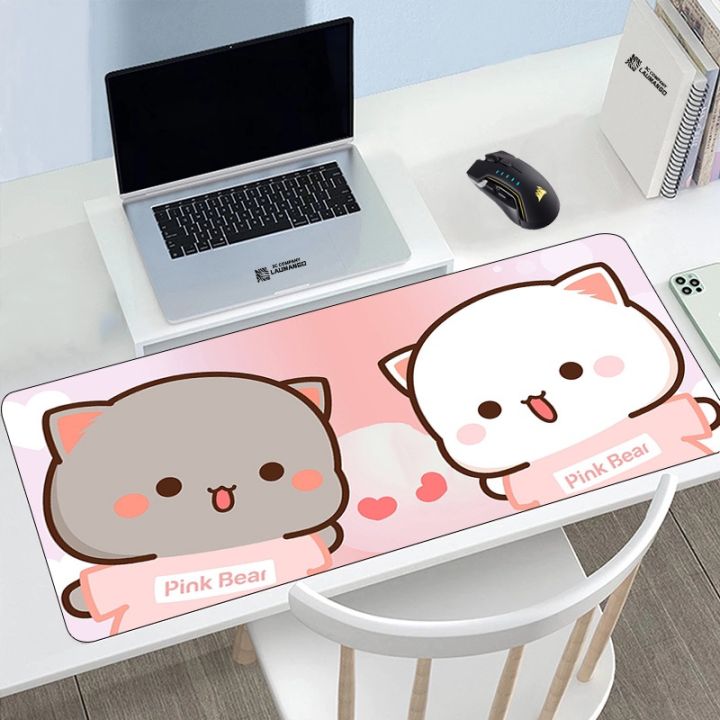 น่ารักพีช-moxie-แมวและ-goma-แผ่นรองเมาส์ขนาดใหญ่โต๊ะเกม-anime-pad-พรม-kawaii-xxl-อุปกรณ์เกมพีซี-แผ่นรองเมาส์