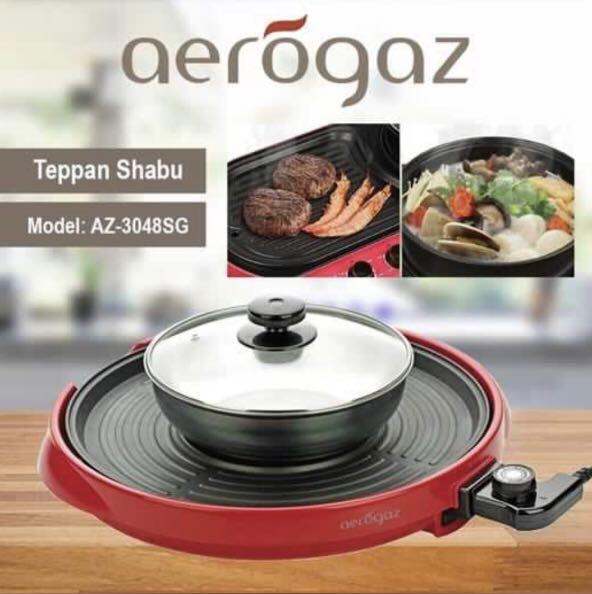 Aerogaz Teppan Teppanyaki Hot Plate Mookata and 2.5 Liter Shabu Shabu