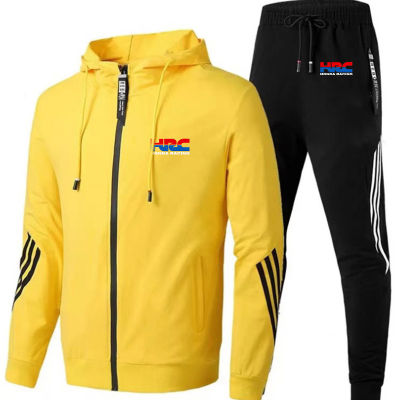 HRC Honda Racing 2022ผู้ชายใหม่แฟชั่น Casual Hooded Sportswears Hoodies กางเกง2ชิ้นเสื้อกีฬา Panting Racing ชุด