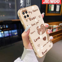 JIUMOO เคสปลอกสำหรับ Samsung Galaxy M32 4G ลายหมีใหม่กรอบพื้นผิวขอบสี่เหลี่ยมแบบนิ่มซิลิกาเจลกันกระแทกเคสมือถือรวมเลนส์กล้องถ่ายรูปฝาครอบป้องกัน