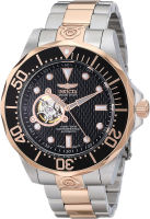 Invicta Mens 13708 Grand Diver Automatic Black Textured Dial Two-Tone Stainless Steel Watch