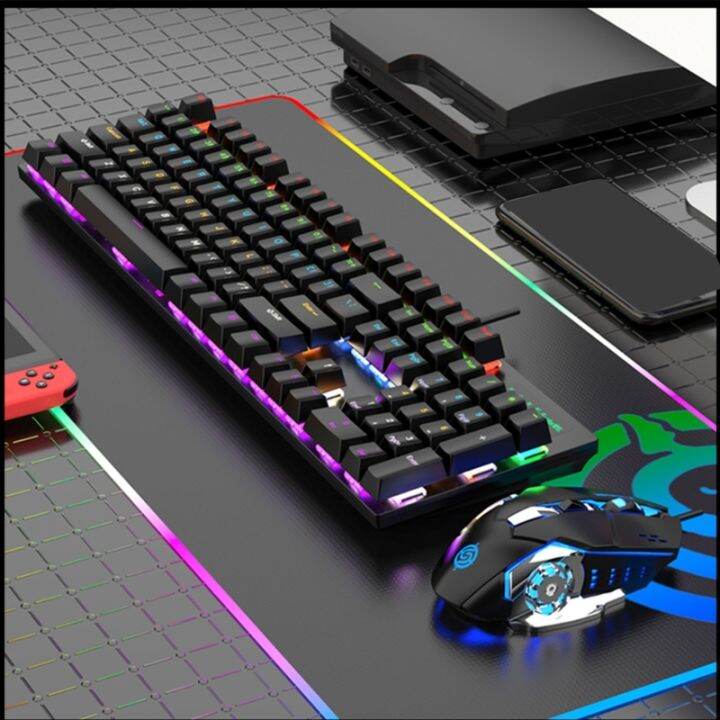 rgb-gaming-keyboard-และ-backlit-mouse-set-km600-usb-wired-gamer-mouse-and-keypad-combo-blue-switch-for-desktop-computer