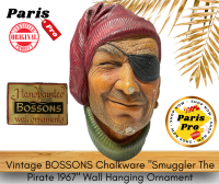 หัวรูปปั้นแขวนผนัง Vintage BOSSONS Chalkware "Smuggler The Pirate 1967" Wall Hanging Ornament ของสะสมโบราณจากอังกฤษ antique