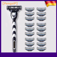 《PengsiZ》Gillette Mach 3 Blades Face Manual Turbo Razor + 4 Beard Shavette Cartridge 3 มีดโกนสามชั้นคู่มือผู้ชายนำเข้ามีดโกนสามชั้น