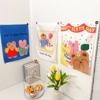 ❉☃ Kawaii Wall Hanging Cloth Cartoon Bear Room Decor Aesthetic Home Decoration Wall Girls Bedroom Background Wall Decor