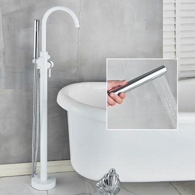 ก๊อกเดี่ยวสำหรับฝักบัวอาบน้ำก๊อกผสมน้ำร้อน/เย็นอ่างพ่นฝักบัวอาบน้ำแบบยืนก๊อกน้ำอ่างอาบน้ำสีขาว (2023 F073918680)
