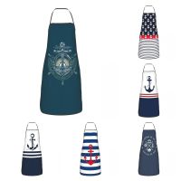 Retro Vintage Nautical Anchor Apron Women Men Unisex Bib Sailor Cooking Kitchen Tablier Cuisine Chef Painting