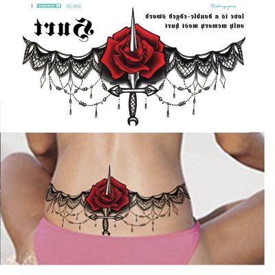 【YF】 Sexy Chest Lower Back Tattoos for WomenFlower Temporary PaperWaterproof Tattoo Stickers