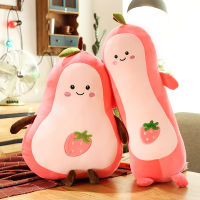 35-110cm Stuffed Pink Strawberry Avocado Doll Squishy Smiling Fruit Plush Toy Plant Long Bolster For Children Companion