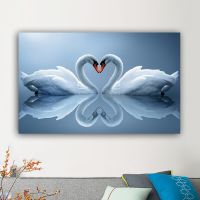 RELIABLI ART Animal Pictures Canvas Paintings Heart White Swan Posters Home Wall Prints For Living Room Decoration No Frame Wall Décor