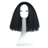 Afro Kinky Straight Bob Wigs Synthetic High Temperature Fiber Hair Yaki Straight Curl Medium Length Wigs For Women 14Inch Gift ของขวัญ