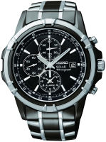 Seiko Mens SSC143 Stainless Steel Solar Watch with Link Bracelet