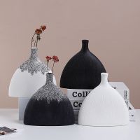 Simple Ceramic Vase Creative Home Black and White Dried Flower Arrangement Living Room Dining Table Decoration Crafts