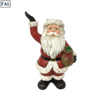 FAL Santa Claus Statue Hand-Painted Resin Crafts Christmas Desktop Ornament For Home Living Room Bedroom Decor