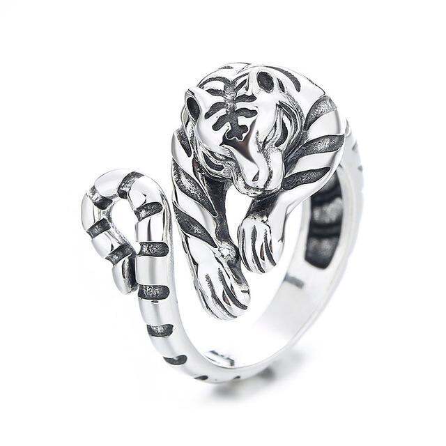 ferocious-tiger-ring-for-men-women-vintage-silver-color-animal-style-simple-trendy-jewelry-gift-adjustable-opening-rings