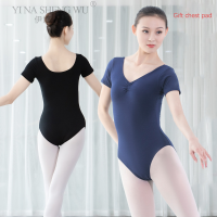 ผู้หญิงบัลเล่ต์ Leotards Dance Wear ผู้ใหญ่ผ้าฝ้ายนุ่มแขนสั้นยืดยิมนาสติกบอดี้สูทบัลเล่ต์ Dancewear Practice เสื้อผ้า...