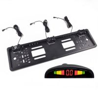 Car Parking Sensors Parktronics European License Plate Frame Reversing Radar with 3 Sensors EU Plate Frame Alarm Systems  Accessories