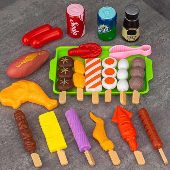 ของเล่นทำอาหารในครัวจำลองสำหรับเด็กเล่นแบบเลียนแบบชุดบาร์บีคิวของเล่นบาร์บีคิว-c8l5