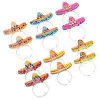 12 Pcs Mexico Hat Headbands Paper Makeup Accessories Wide-brimmed Hats Headdress Party Festival Supplies