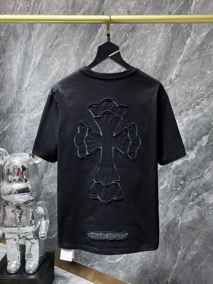 Leather Cross Embroidered T-shirt Chrome Hearts 23ss T-shirt 
