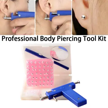 Ear Piercing Kit, Professional Stainless Steel Nose Navel Piercing Gun Body  Piercing Tool Kit With 98 Pcs Ear Studs
