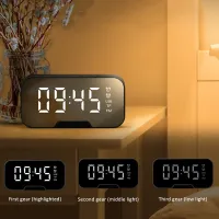 Electronic LED Alarm Clock Mirror Digital Display Wireless Bluetooth Speaker Alarm Clock With FM Radio Function Support TF