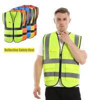 New Reflective Safety Vest Multi-pocket Traffic Railway Coal Miners Uniform Breathable Racing Running Giubbotto Alta Visibilità