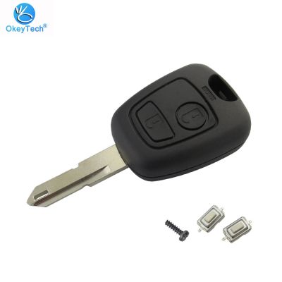 OkeyTech for Peugeot 106 206 306 406 Key Shell 2 Button NE73 Blade Replacement Remote Control Car Cover Case with 2 Micro Switch
