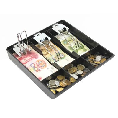 Cabinet Cash Drawer Register Insert Money Tray 3 Bills 3 Coins Compartments Storage Box Replacement Metal Clip Cashier