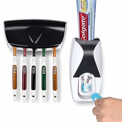 【jw】☫♠ Dispensador de pasta dentes automático montagem na parede titular armazenamento acessórios do banheiro conjunto ferramenta