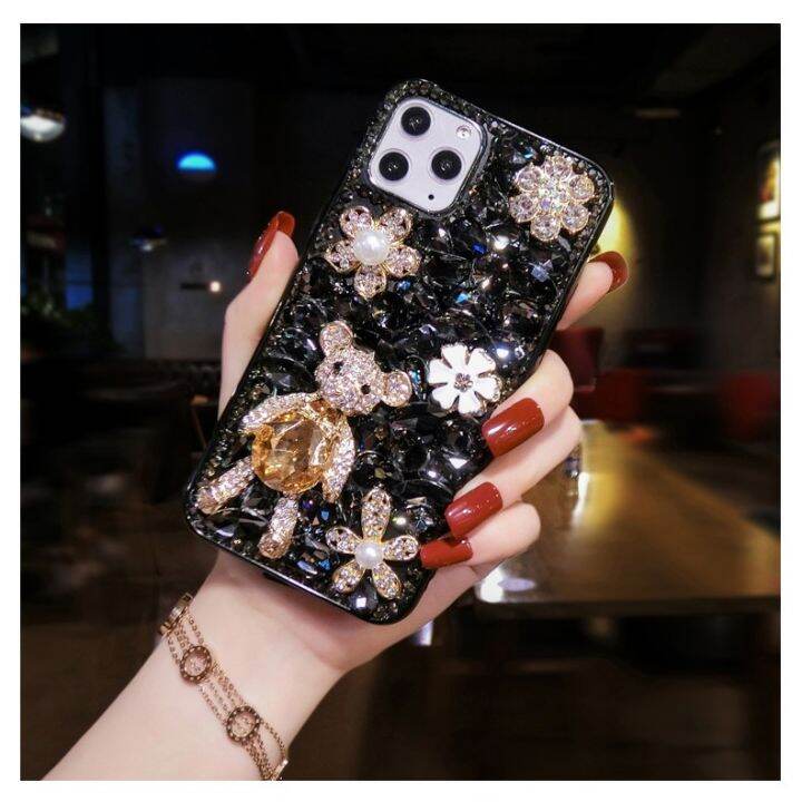 เคสป้องกันศัพท์มือถือ-แบบนิ่ม-ประดับเพชร-และพลอยเทียม-หรูหรา-สําหรับ-apple-12promax-xs-max-11-xr-7p-8plus-6p