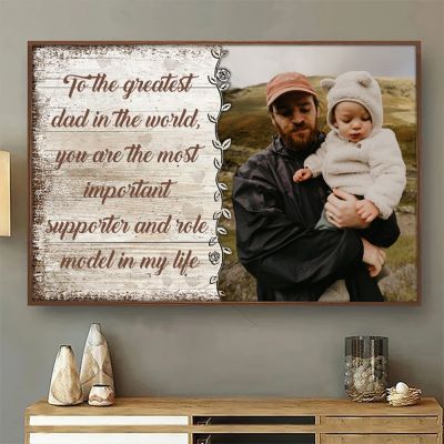 Perfect Fathers Day Gift Personalized Wooden Photo Frame Custom Photo Printed on Wood Slice Art Home Decor Lover Family Gift