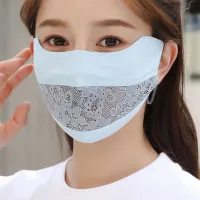IZUS หน้ากากการเดินป่าการขี่ม้าสำหรับผู้หญิงปกป้องใบหน้าจากรังสียูวีมีเชือกผูกสำหรับเด็กผู้หญิงแบบแขวนหูผ้าพันคอใบหน้ากลางแจ้งกันแดดในผ้าคลุมหน้าผ้าไอซ์ซิลค์