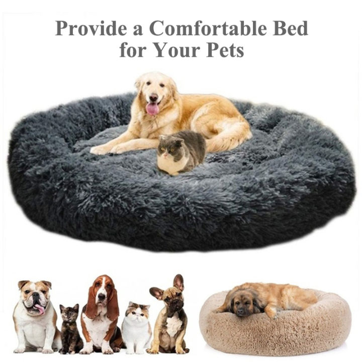 Round Calming Pet Dog Beds Comfortable Donut Cuddler kennel for small ...