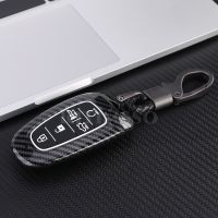 dfthrghd Carbon Abs Car Key Case Cover for Hyundai Santa Fe Tucson 2022 NEXO NX4 Atos Prime Solaris 2021 4 5 Button Auto Accessories