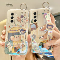 Soft Case เคส Samsung Galaxy S23 S22 Ultra + Plus 5G แฟชั่นใหม่เคสไรน์สโตนมีสีสันหรูหราเคสหลัง TPU ลายการ์ตูนน่ารักพร้อมสายรัดข้อมือ2023