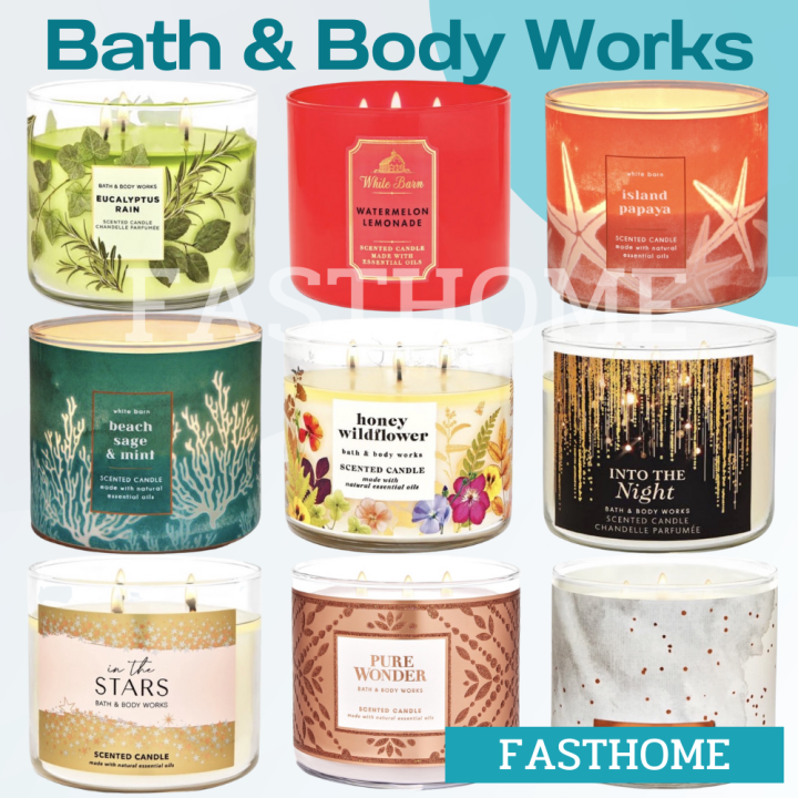 เทียนหอม Bathandbody Works 3 Wicks Candle ขนาดใหญ่ 411 G Eucalyptus Rain