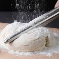 1Pc Stainless Steel Rolling Pin Kitchen Dough Roller Bake Pizza Noodles Cookie Dumplings Making Non-stick Baking Tool Utensils Bread  Cake Cookie Acce