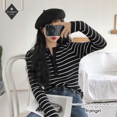 ❈™✈ Striped V-neck cardigan 2021 early spring new arrival korean sexy sweater